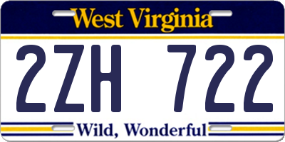 WV license plate 2ZH722