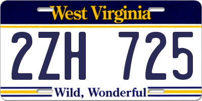 WV license plate 2ZH725