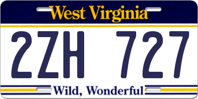 WV license plate 2ZH727