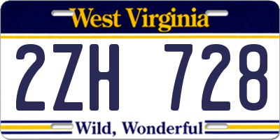 WV license plate 2ZH728