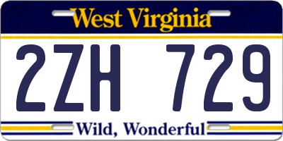 WV license plate 2ZH729