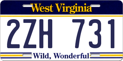 WV license plate 2ZH731
