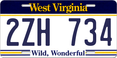 WV license plate 2ZH734