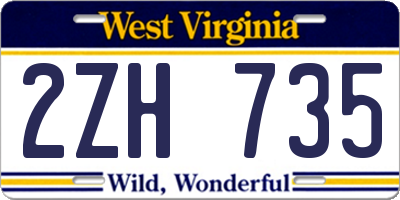 WV license plate 2ZH735