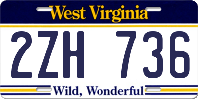 WV license plate 2ZH736