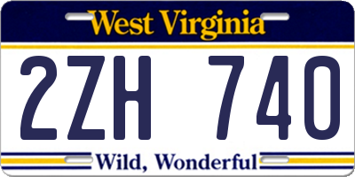 WV license plate 2ZH740