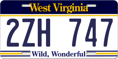 WV license plate 2ZH747