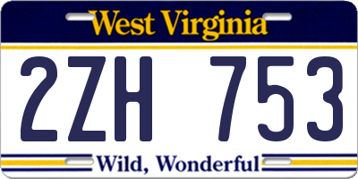 WV license plate 2ZH753