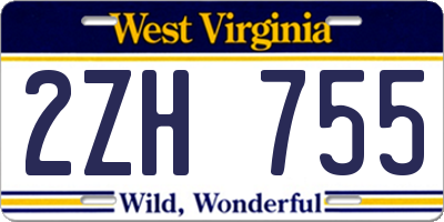 WV license plate 2ZH755