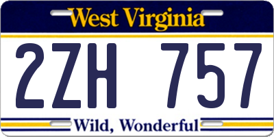 WV license plate 2ZH757