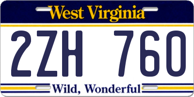 WV license plate 2ZH760