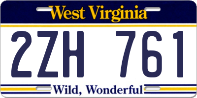 WV license plate 2ZH761