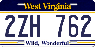 WV license plate 2ZH762