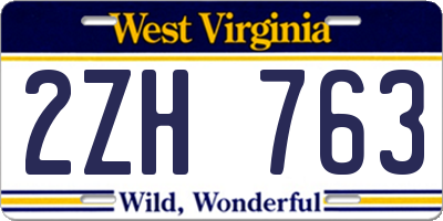 WV license plate 2ZH763