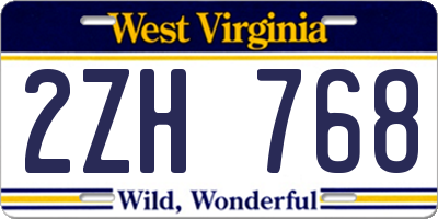 WV license plate 2ZH768