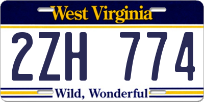 WV license plate 2ZH774
