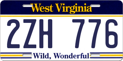 WV license plate 2ZH776