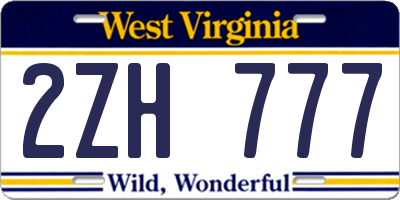 WV license plate 2ZH777
