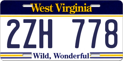 WV license plate 2ZH778