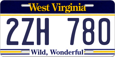WV license plate 2ZH780