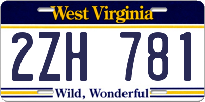 WV license plate 2ZH781