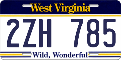 WV license plate 2ZH785