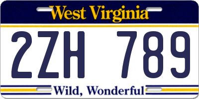 WV license plate 2ZH789