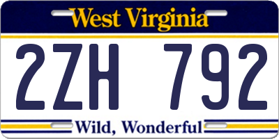 WV license plate 2ZH792
