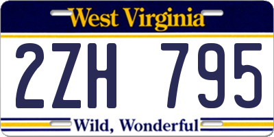 WV license plate 2ZH795
