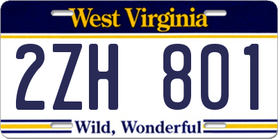 WV license plate 2ZH801