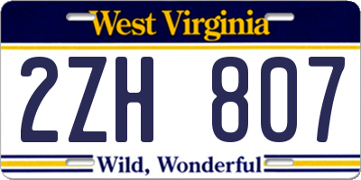 WV license plate 2ZH807