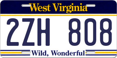 WV license plate 2ZH808