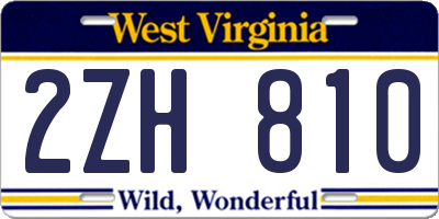 WV license plate 2ZH810