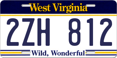 WV license plate 2ZH812