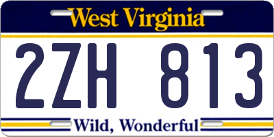 WV license plate 2ZH813