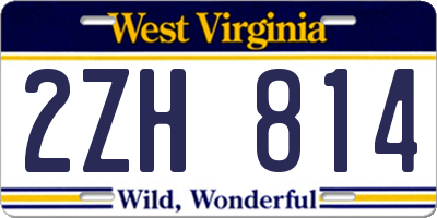 WV license plate 2ZH814