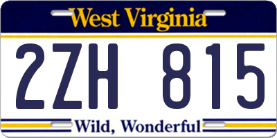 WV license plate 2ZH815