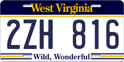WV license plate 2ZH816
