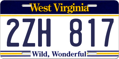 WV license plate 2ZH817