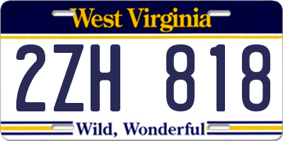 WV license plate 2ZH818