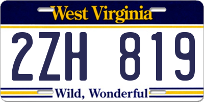 WV license plate 2ZH819