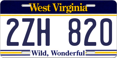 WV license plate 2ZH820
