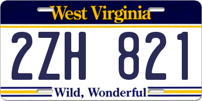 WV license plate 2ZH821