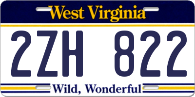 WV license plate 2ZH822