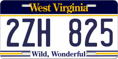 WV license plate 2ZH825