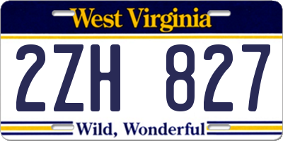 WV license plate 2ZH827