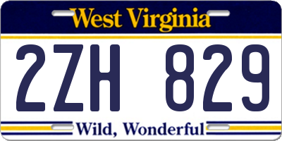 WV license plate 2ZH829