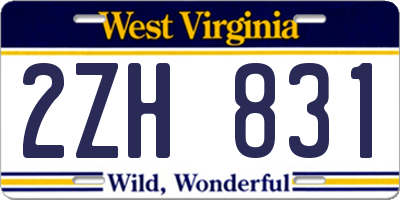 WV license plate 2ZH831