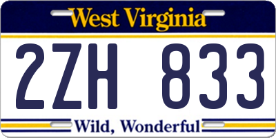 WV license plate 2ZH833