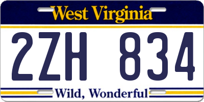 WV license plate 2ZH834